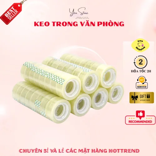 Sỉ Lốc 12 Cuộn Keo Trong Nhỏ Bản 1.2 CM, Băng Keo Văn Phòng Loại Nhỏ Siêu Dai, Siêu Dính